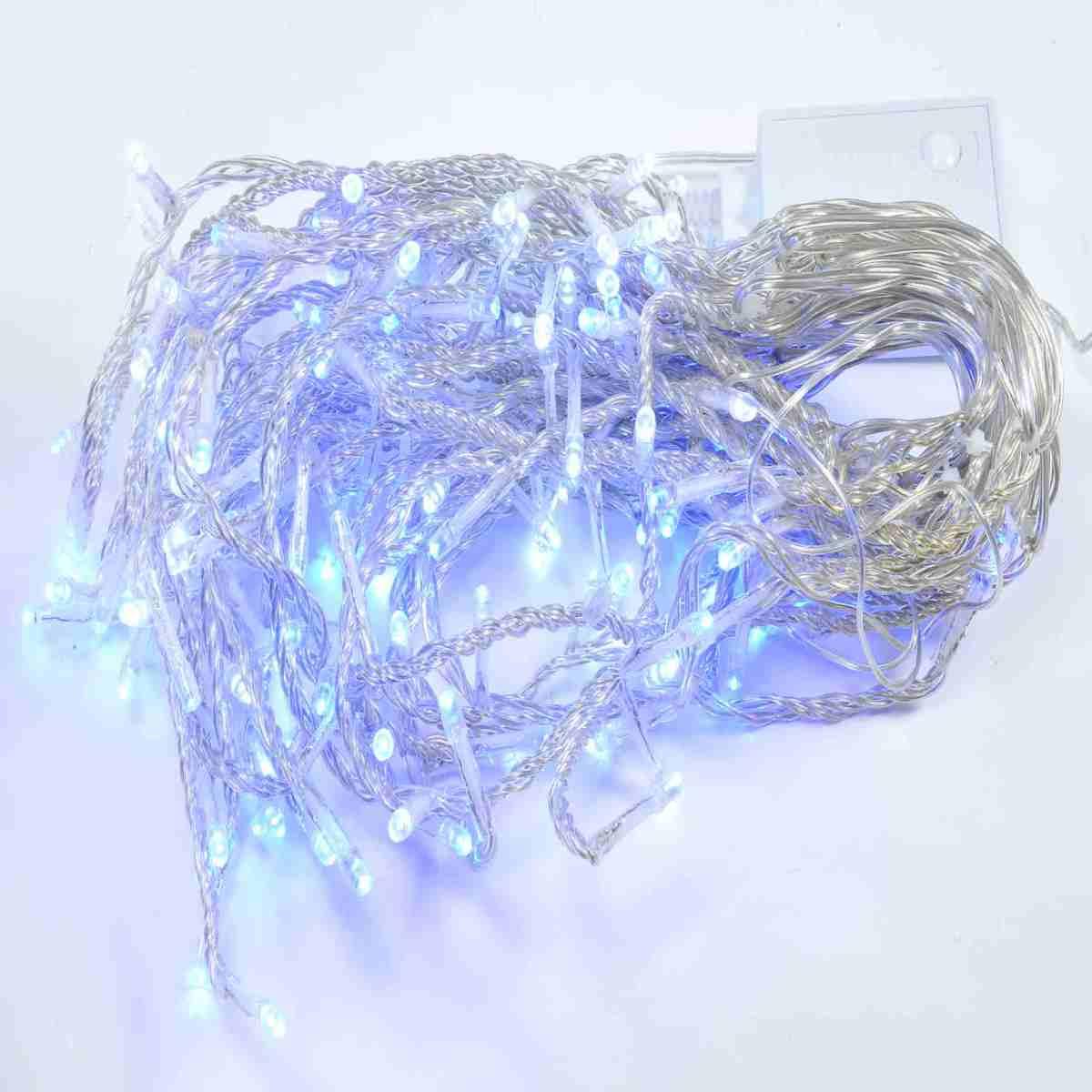Luci di natale tenda esterno 160 led bianco blu