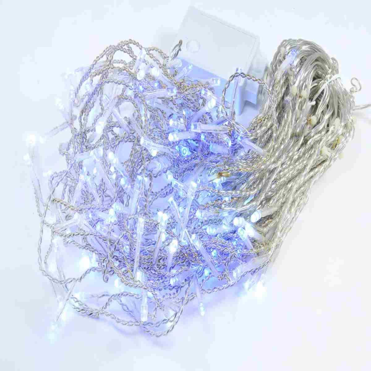 Luci di natale tenda esterno 180 led stallattiti bianco blu 420 cm