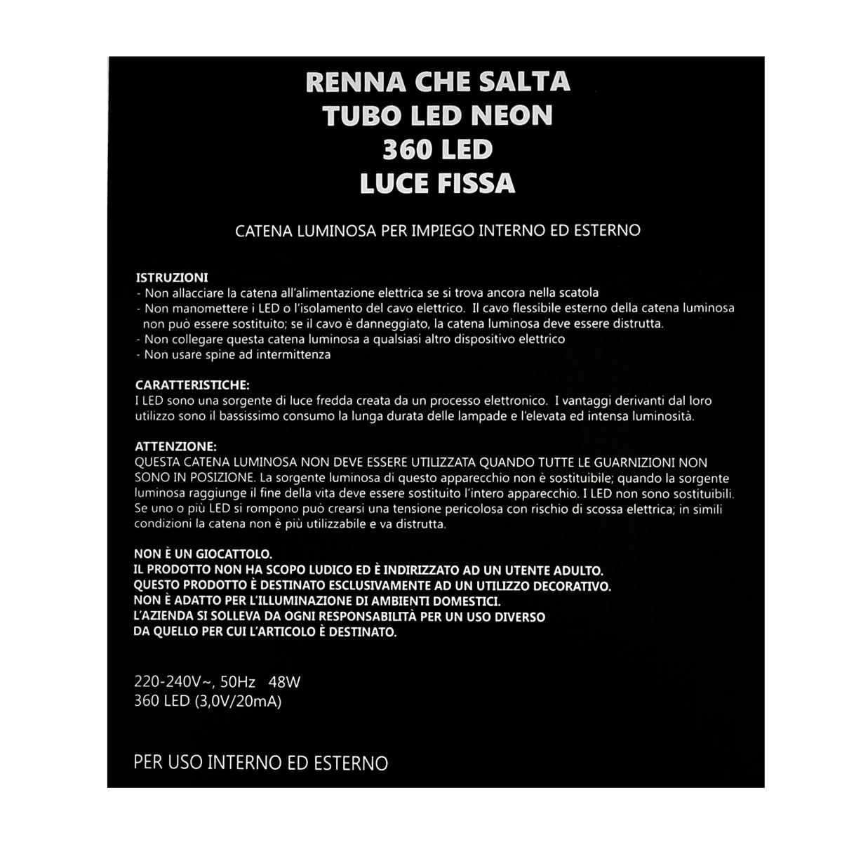 Luci di natale esterno 360 led renna bianco freddo 57 x 57 cm