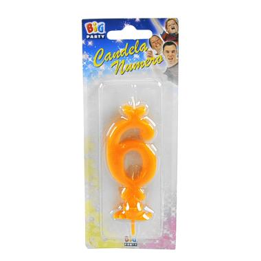 Candelina compleanno n 6 arancio
