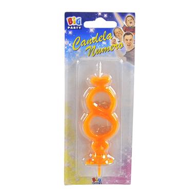Candelina compleanno n 8 arancio