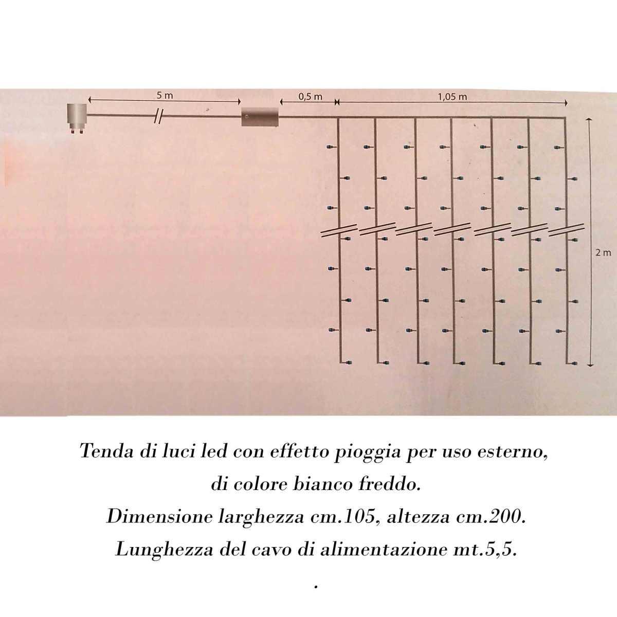 Luci di natale tenda esterno 140 led bianco 100 cm