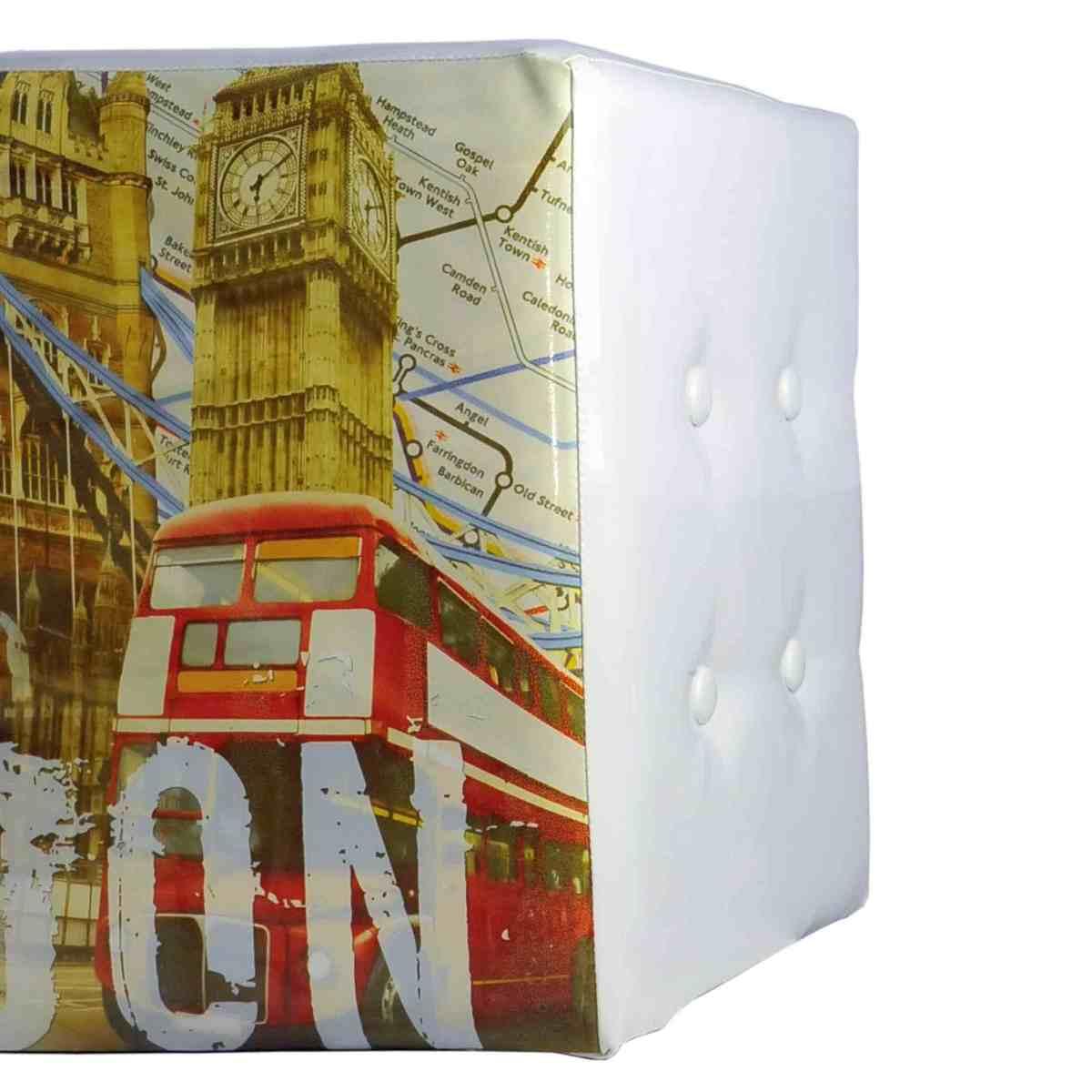 Cubo pouf pelle londra 39 x 90 x 37 cm
