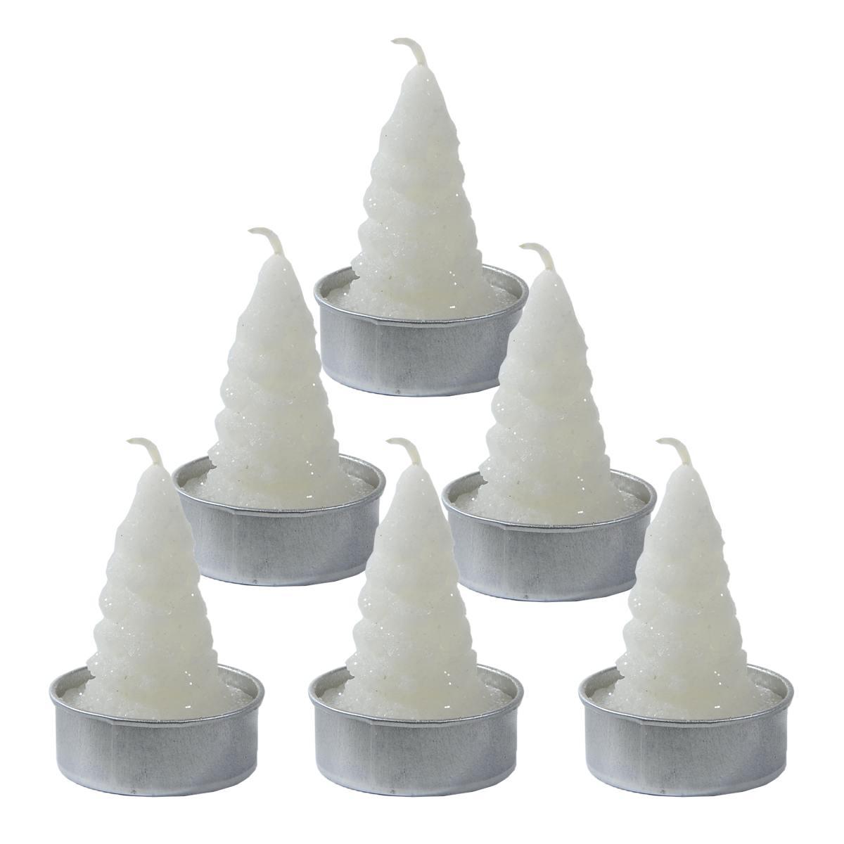 Candela natale albero bianco Set 6 pz