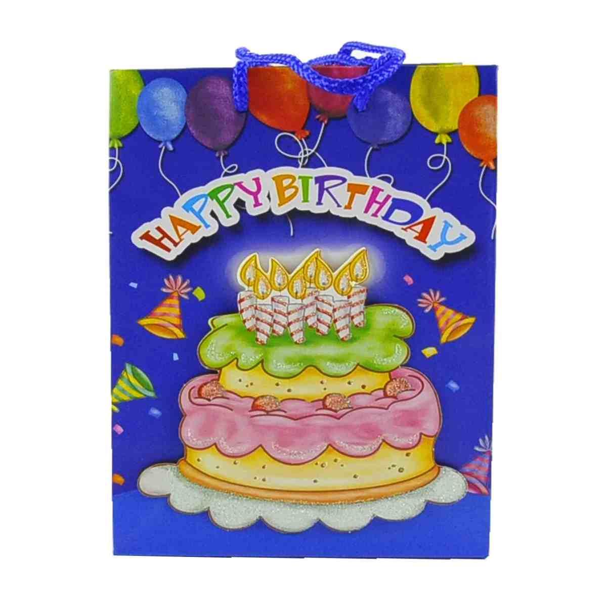 Busta regalo happy birthday 3d 4 colori 18 x 10 x 23 cm