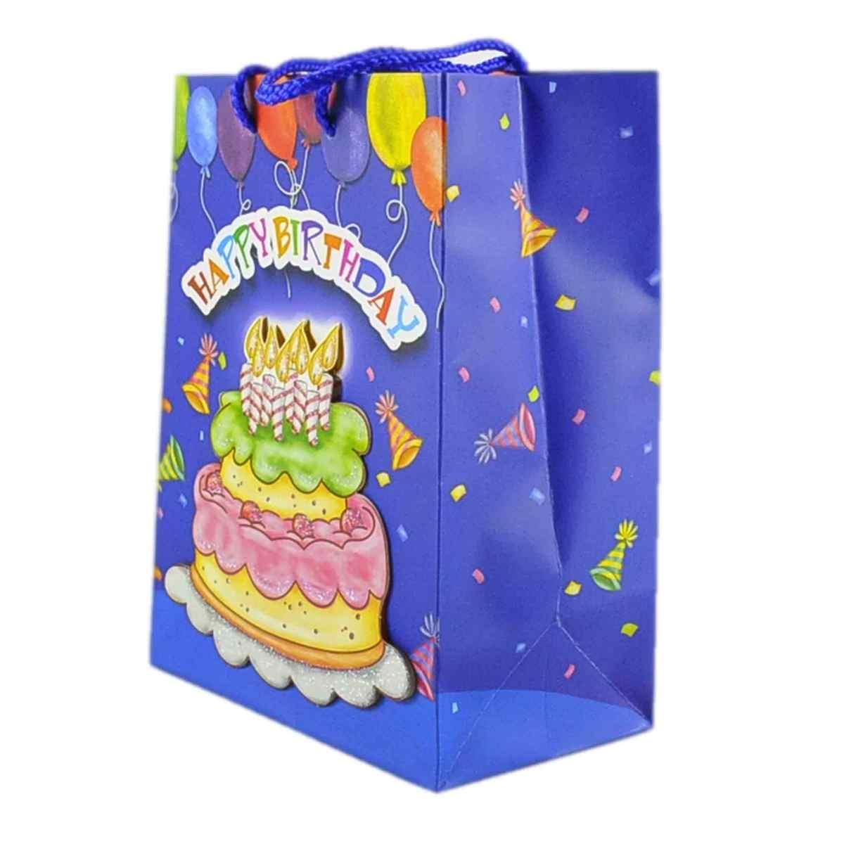 Busta regalo happy birthday 3d 4 colori 18 x 10 x 23 cm