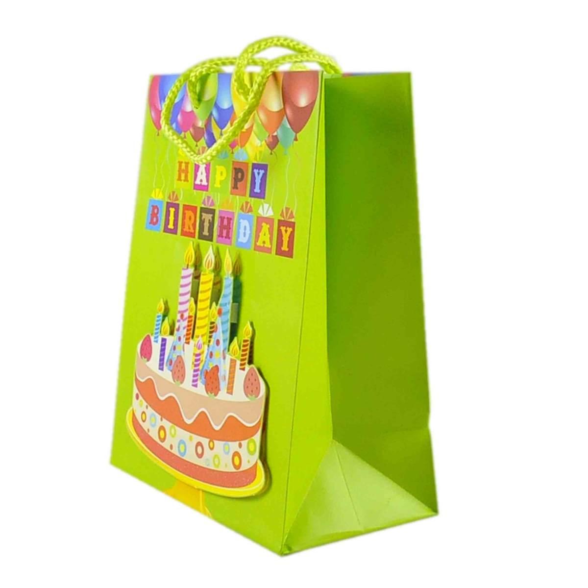 Busta regalo happy birthday 3d 4 colori 18 x 10 x 23 cm