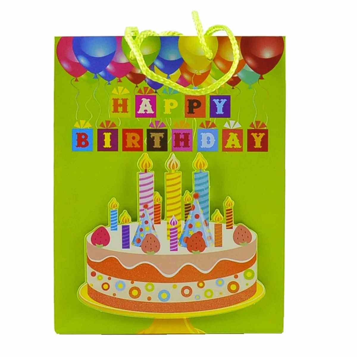 Busta regalo happy birthday 3d 4 colori 18 x 10 x 23 cm