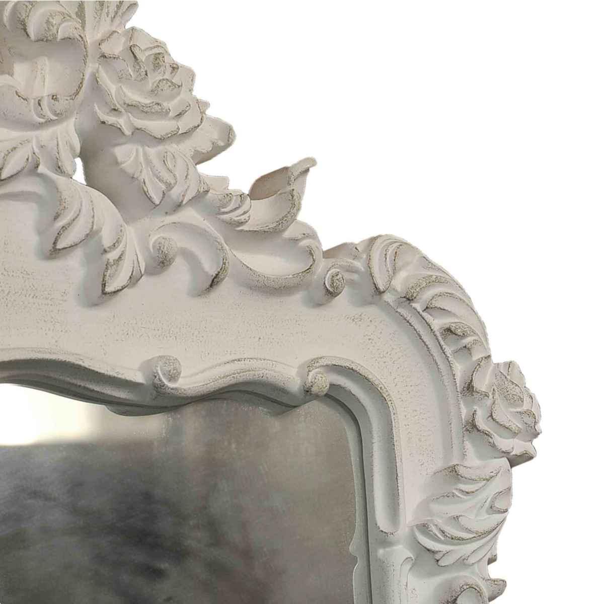 Specchio da muro legno bianco ricamo