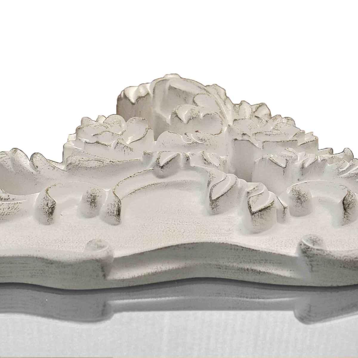Specchio da muro legno bianco ricamo