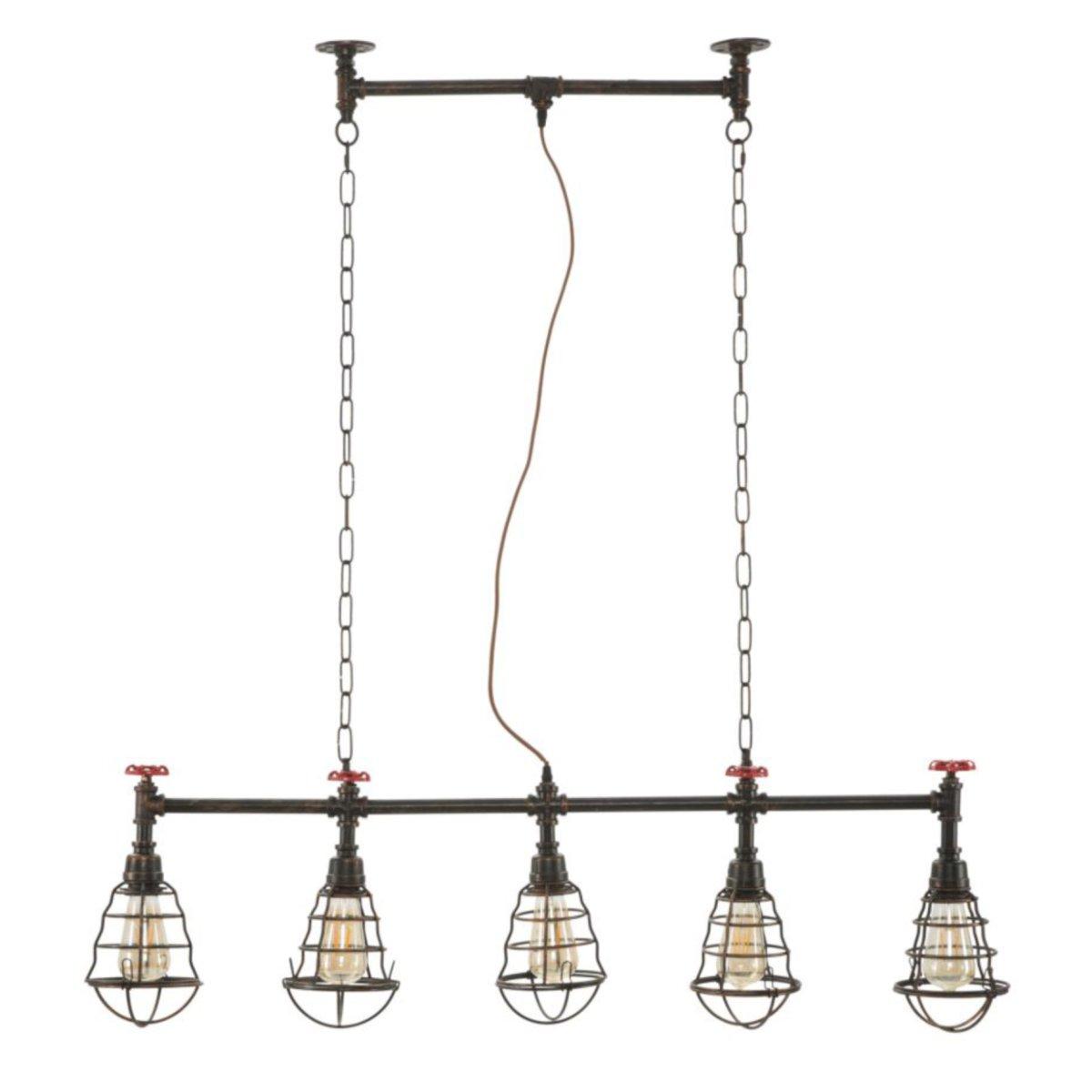 Lampadario metallo industry 5 luci 114 cm
