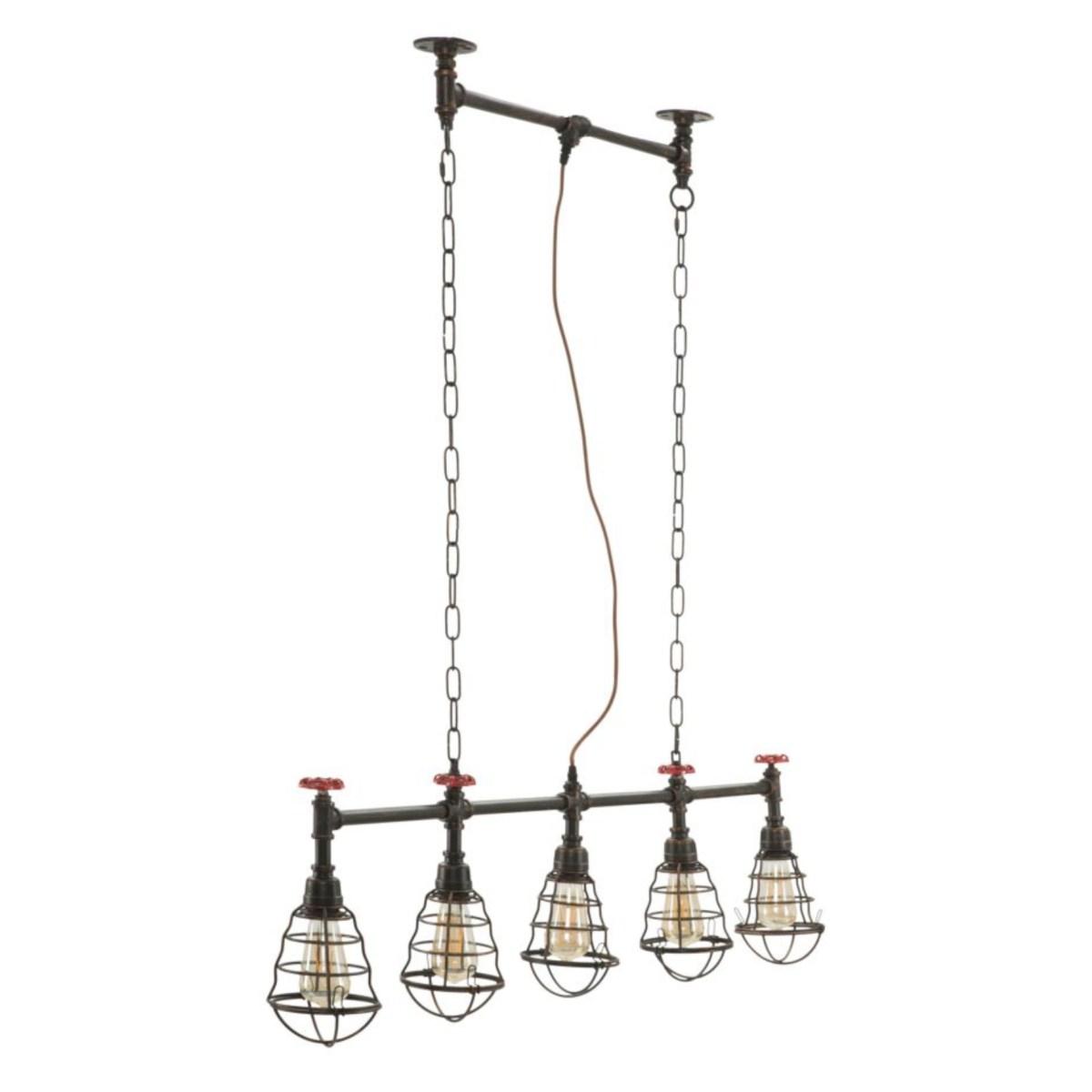 Lampadario metallo industry 5 luci 114 cm