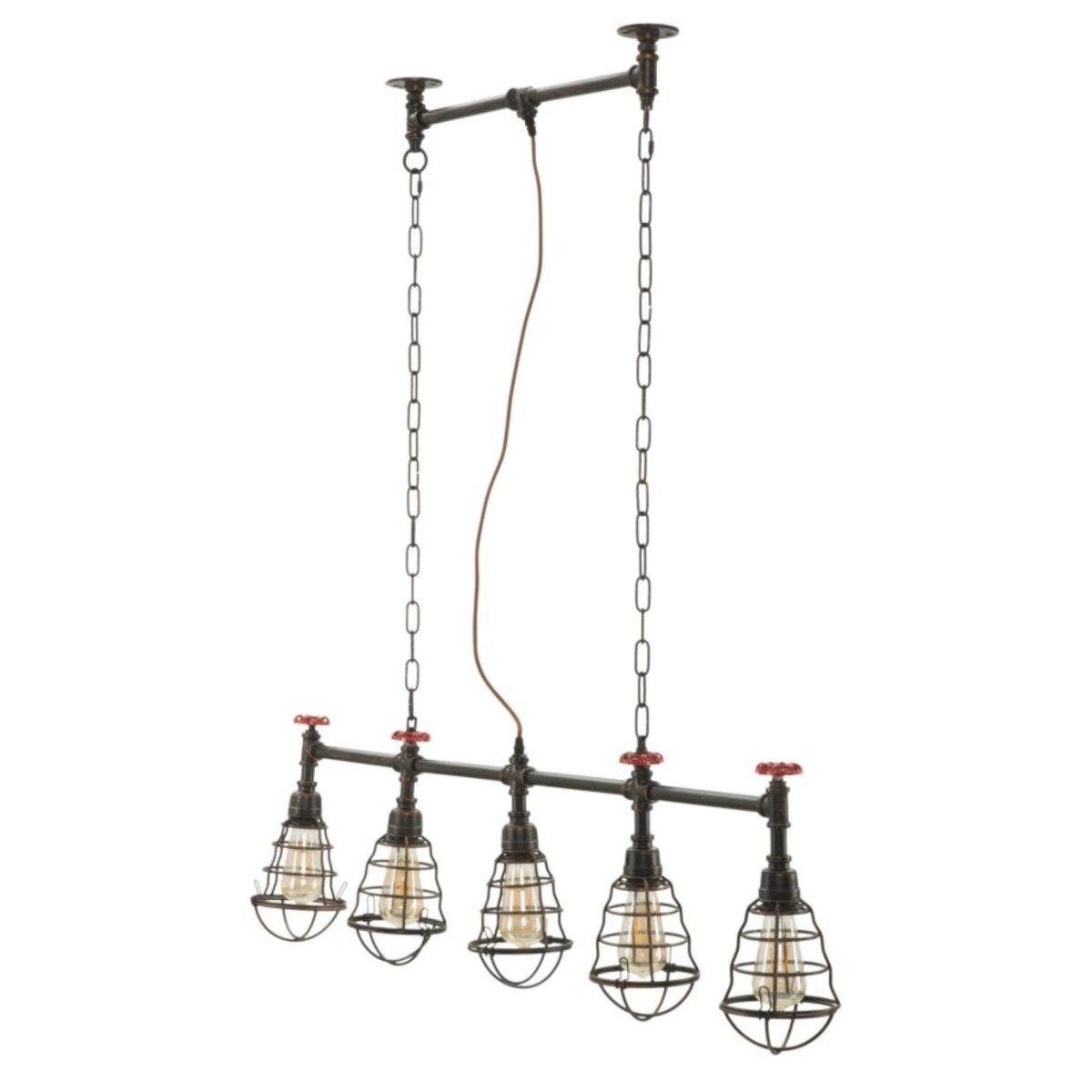 Lampadario metallo industry 5 luci 114 cm