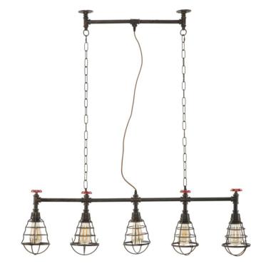 Lampadario metallo industry 5 luci 114 cm