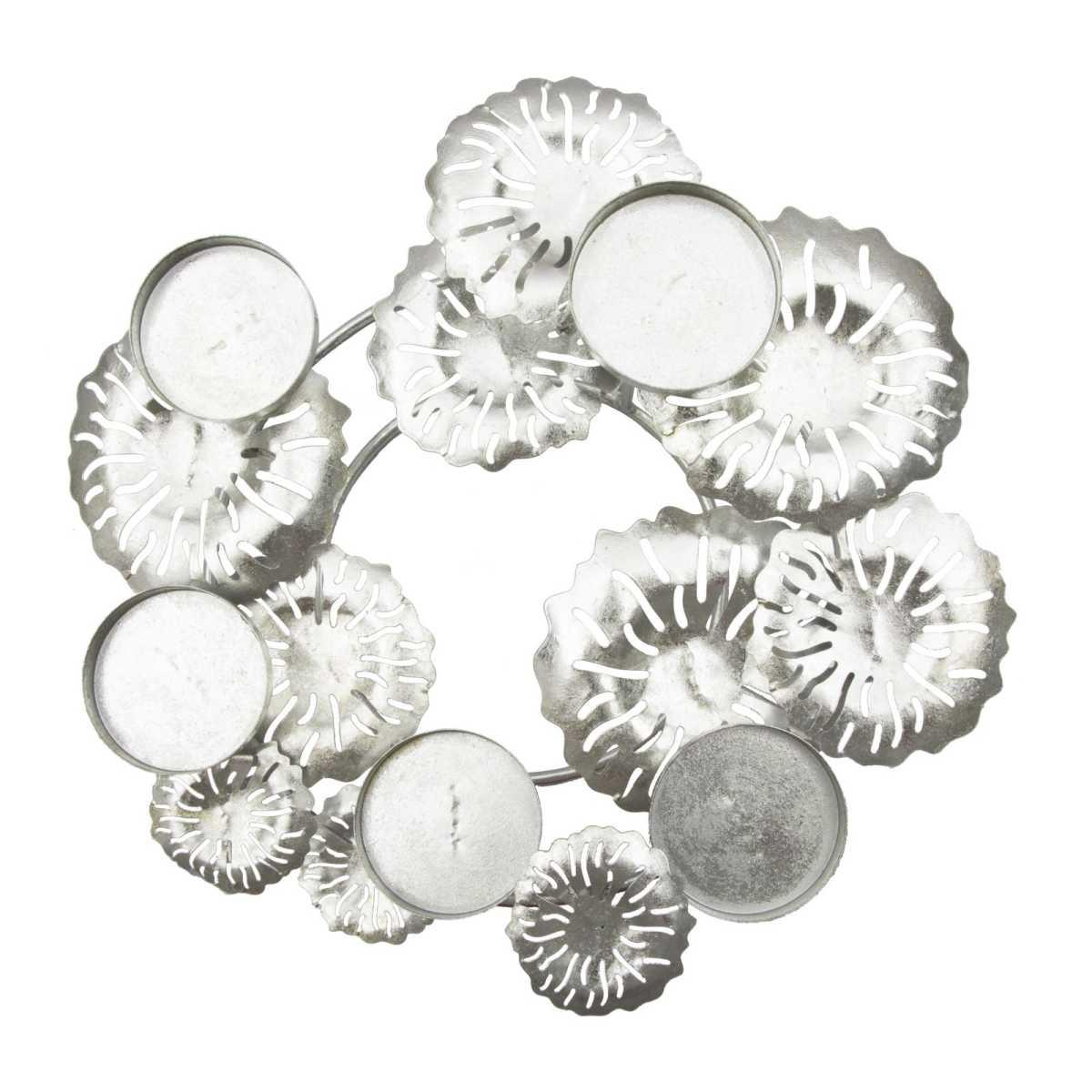 Portacandela 5 posto natale metallo aregento 37,5 x 33,5 cm