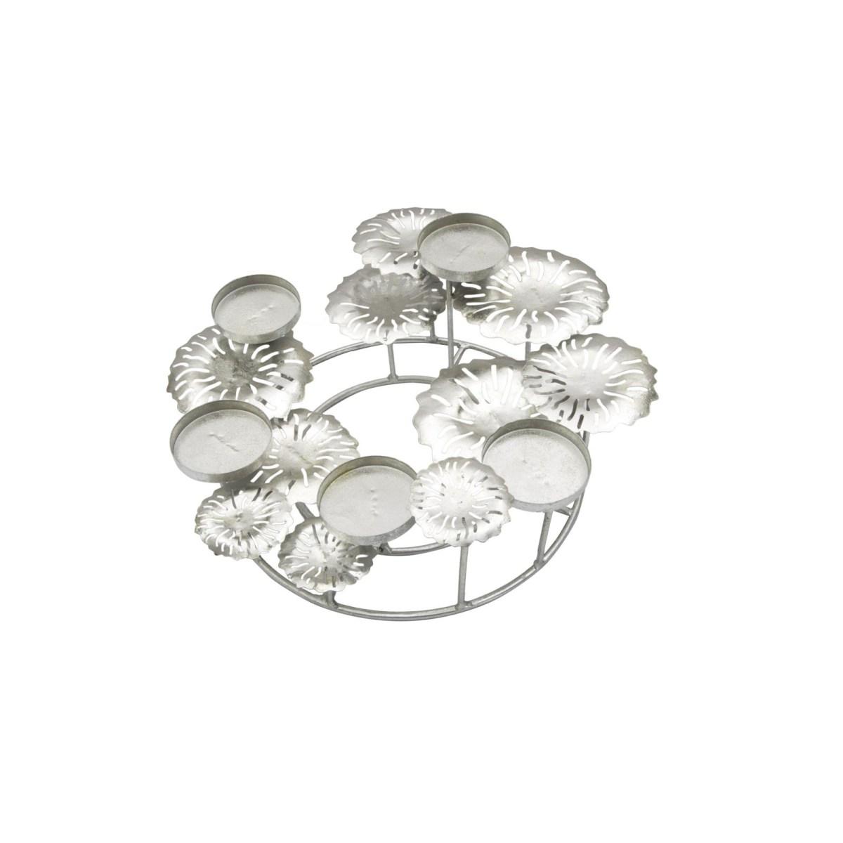 Portacandela 5 posto natale metallo aregento 37,5 x 33,5 cm