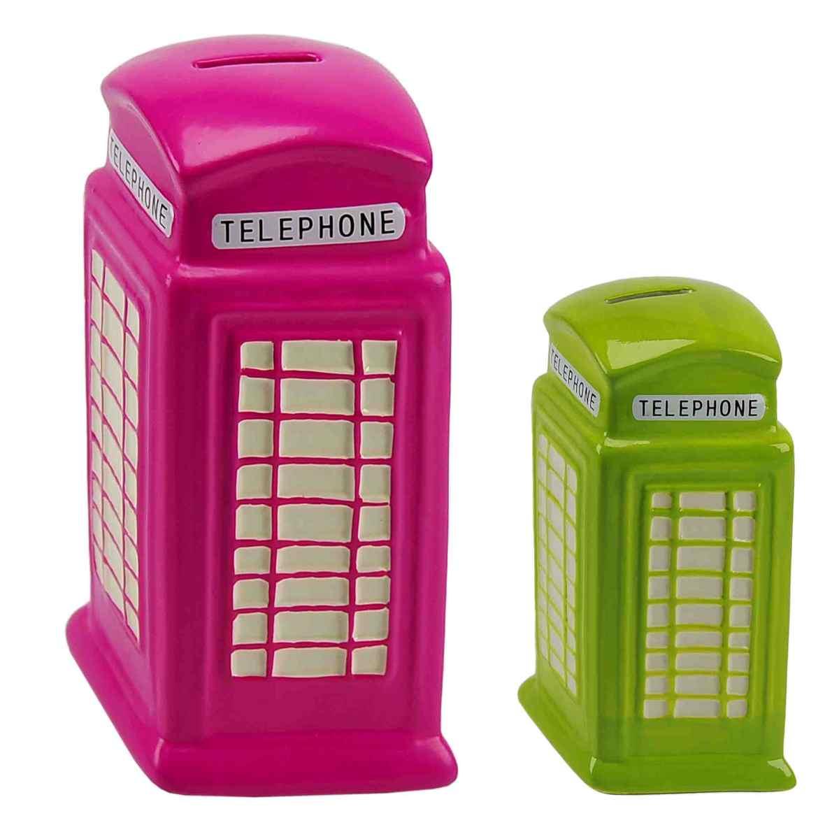 Salvadanaio ceramica cabina 2 colori assortiti 19 cm