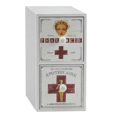 Scatola pronto soccorso 2 cassetti legno 12 x 10 x 22 cm