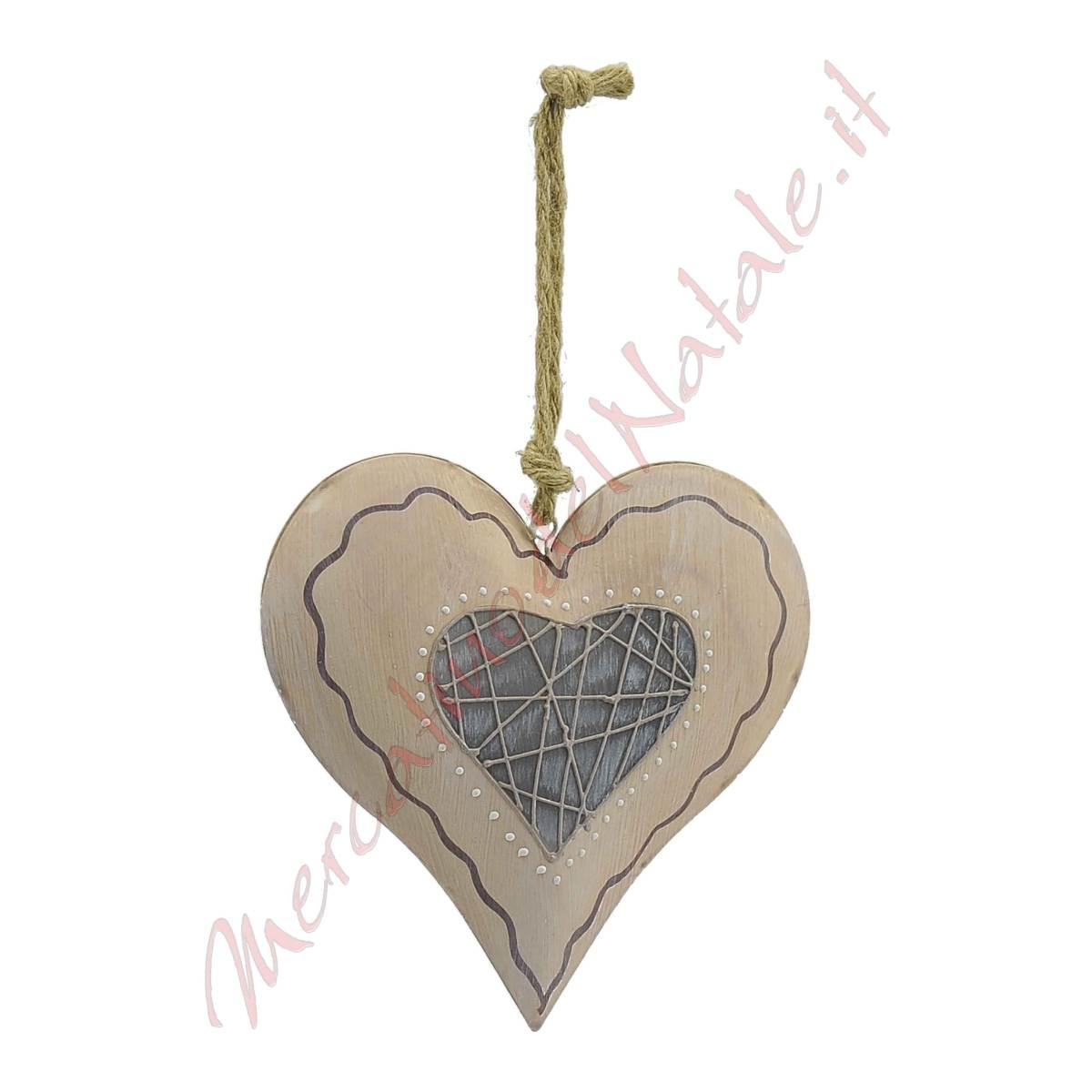 Decorazione natalizia cuore latta da appendere latta 20 cm