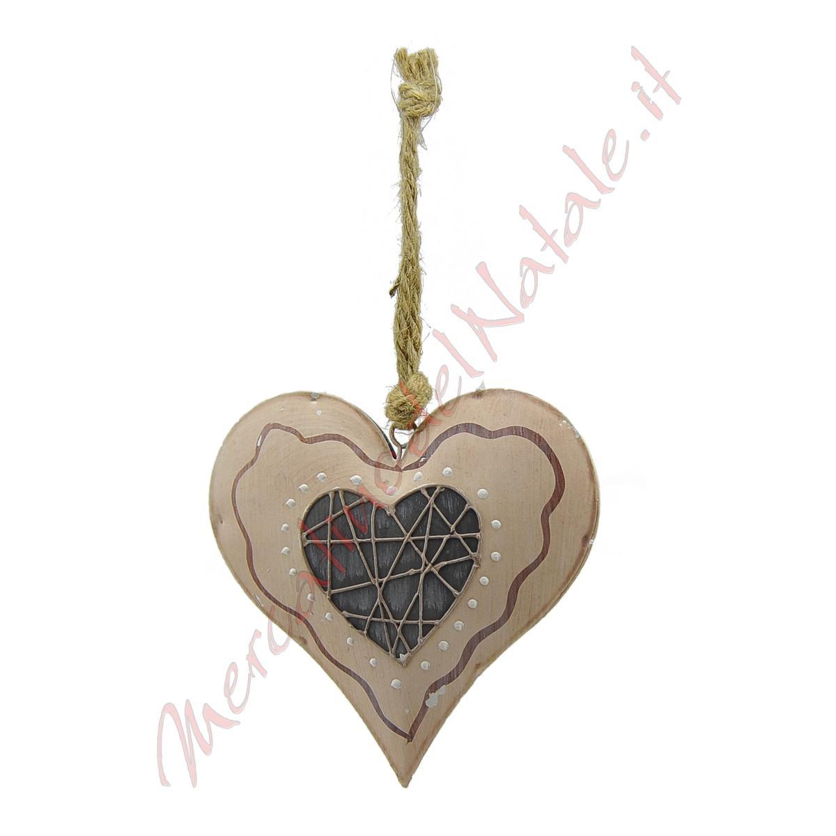 Decorazione natalizia cuore latta da appendere 13 cm