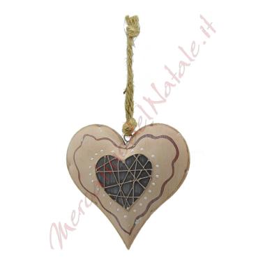 Decorazione natalizia cuore latta da appendere 13 cm