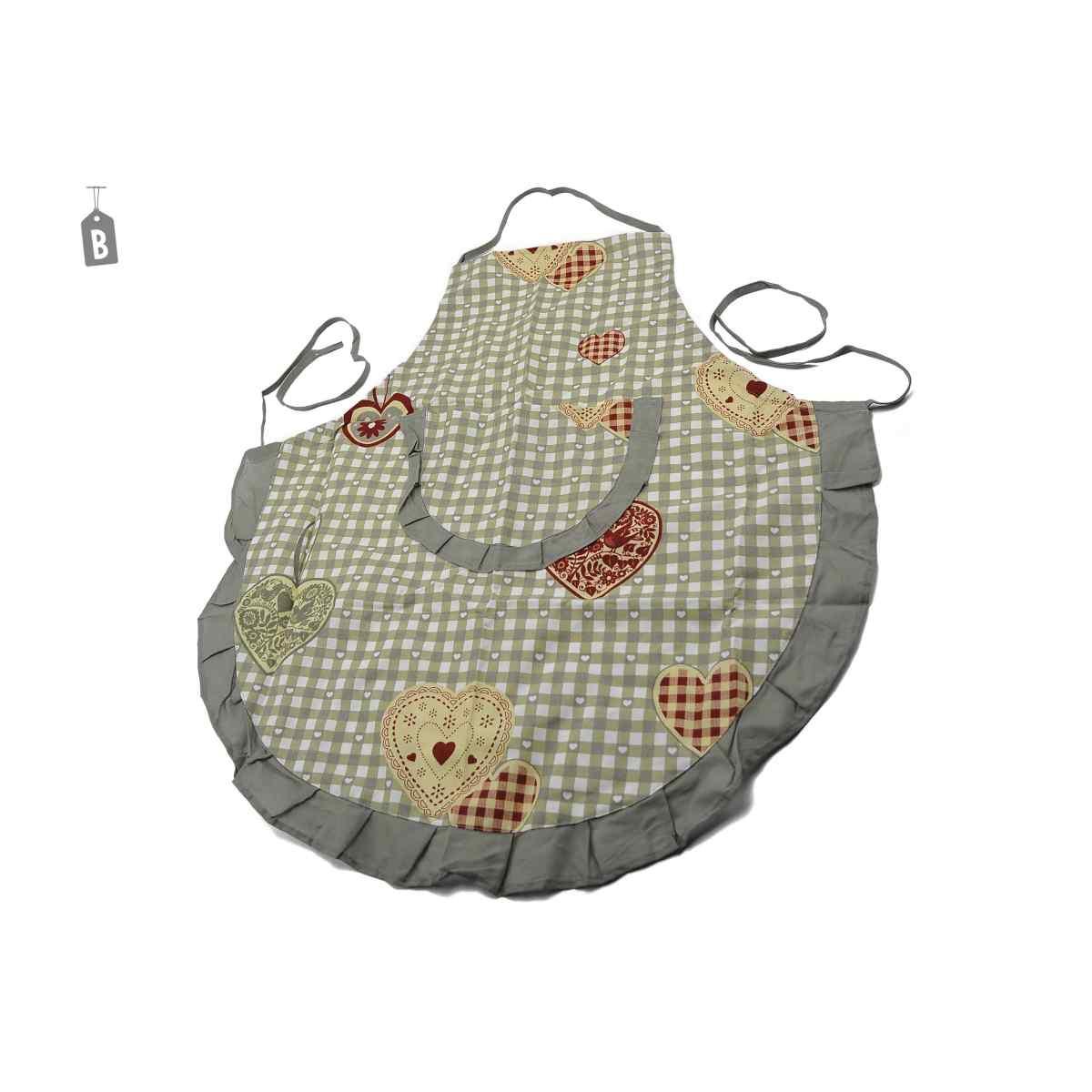 Grembiule quadri cuori assortito 70 x 75 cm