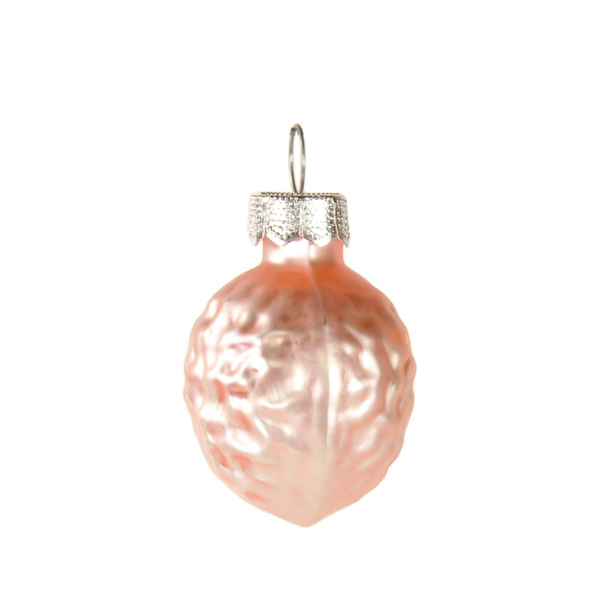 Pallina natalizia vetro noce bianca rosa Set 10 pz