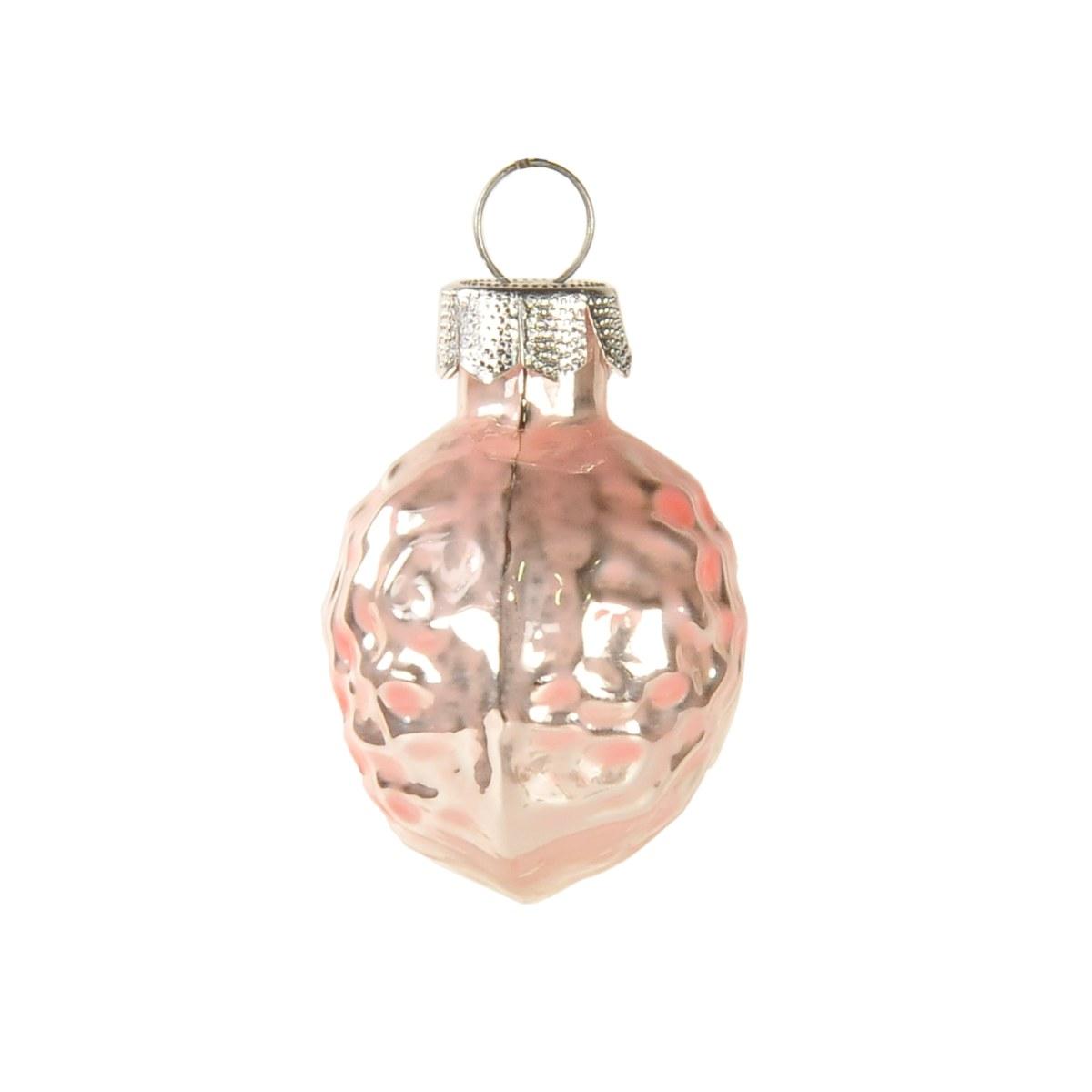 Pallina natalizia vetro noce bianca rosa Set 10 pz