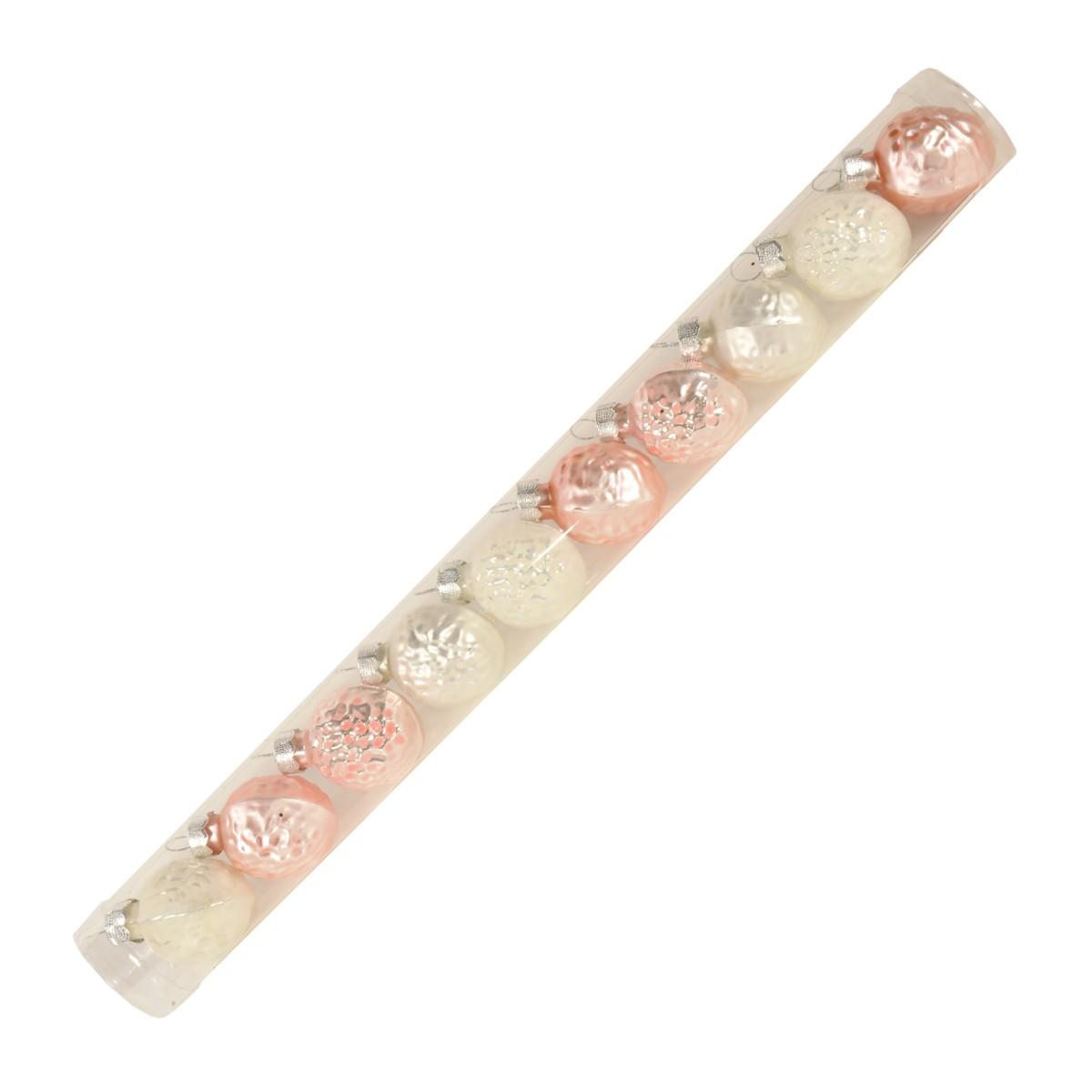 Pallina natalizia vetro noce bianca rosa Set 10 pz