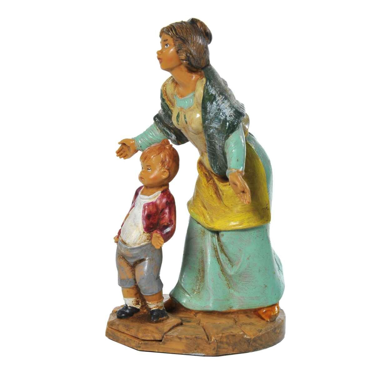Statua presepe 12 cm pastorella bambino levana barak