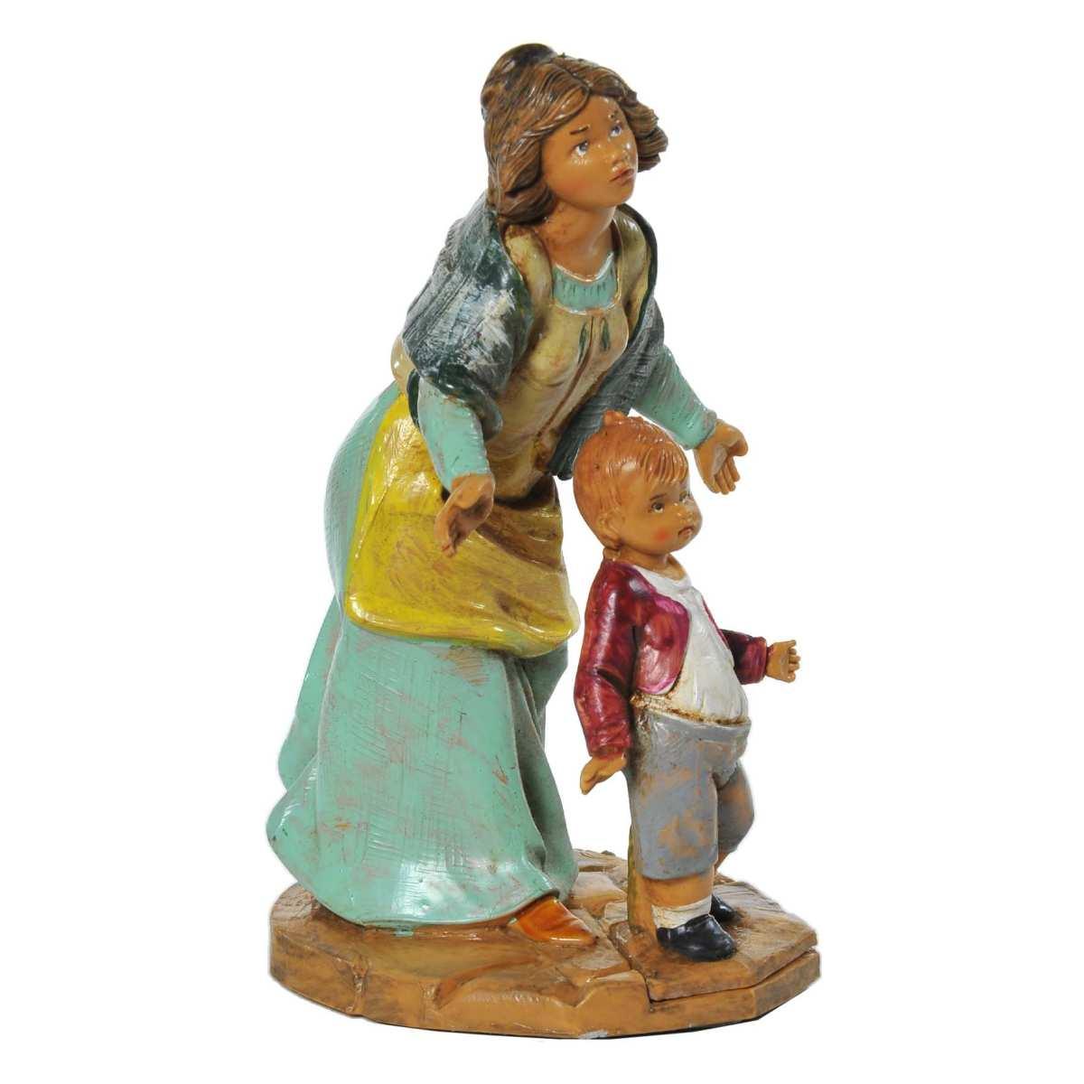 Statua presepe 12 cm pastorella bambino levana barak