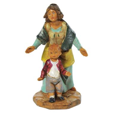 Statua presepe 12 cm pastorella bambino levana barak