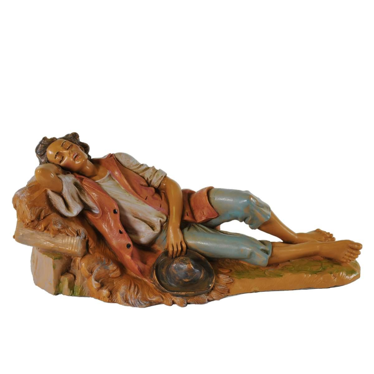 Statua presepe 30 cm pastore dormiente sdraiato