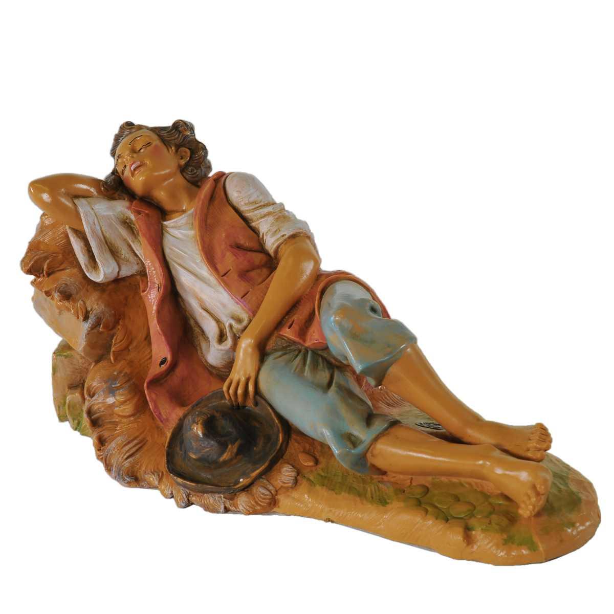 Statua presepe 30 cm pastore dormiente sdraiato