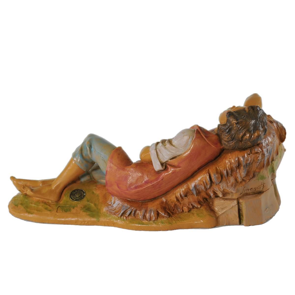 Statua presepe 30 cm pastore dormiente sdraiato