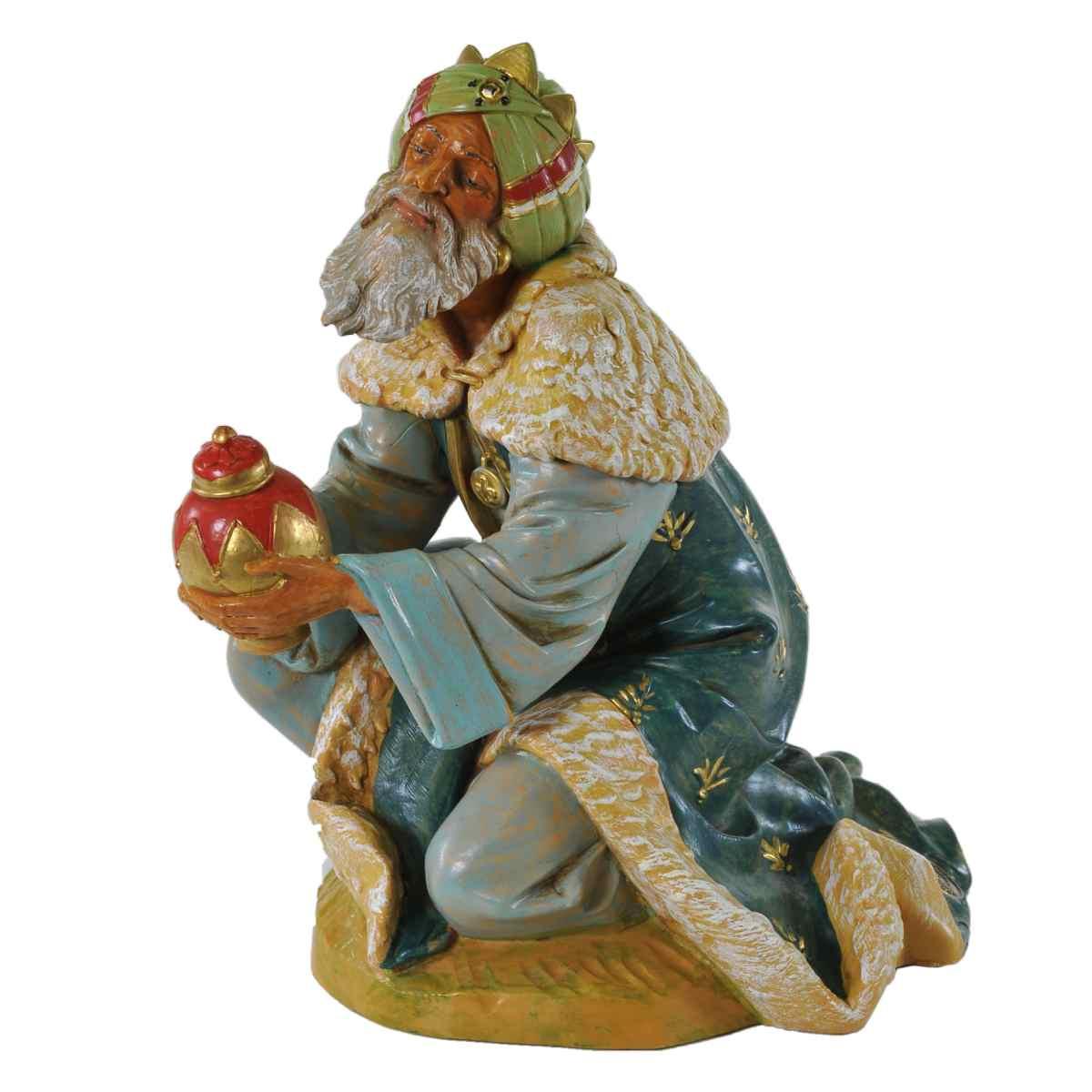 Statua presepe 30 cm re magio gaspare in ginocchio