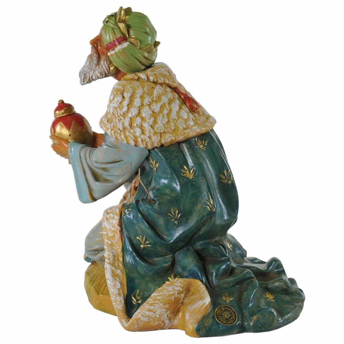 Statua presepe 30 cm re magio gaspare in ginocchio