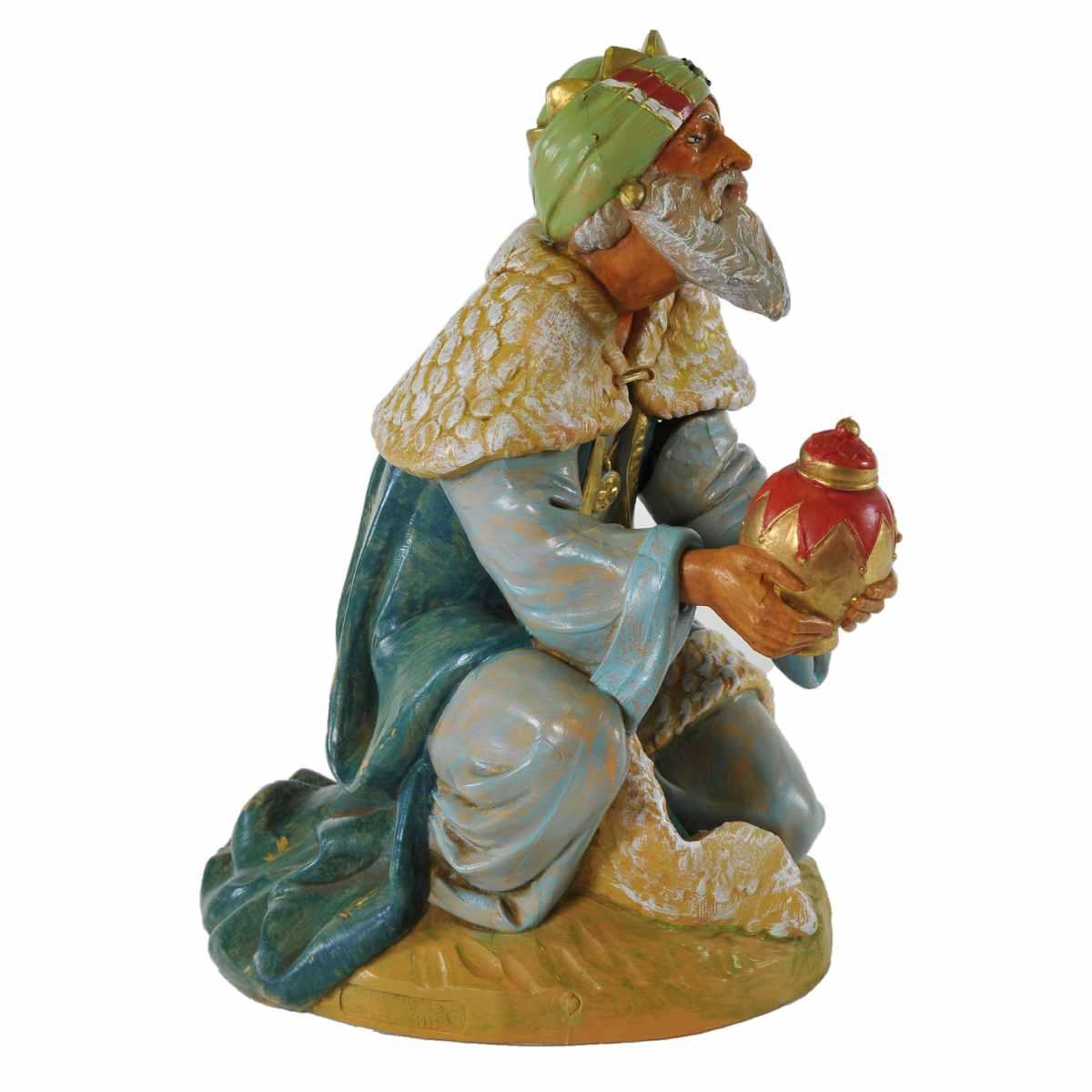 Statua presepe 30 cm re magio gaspare in ginocchio