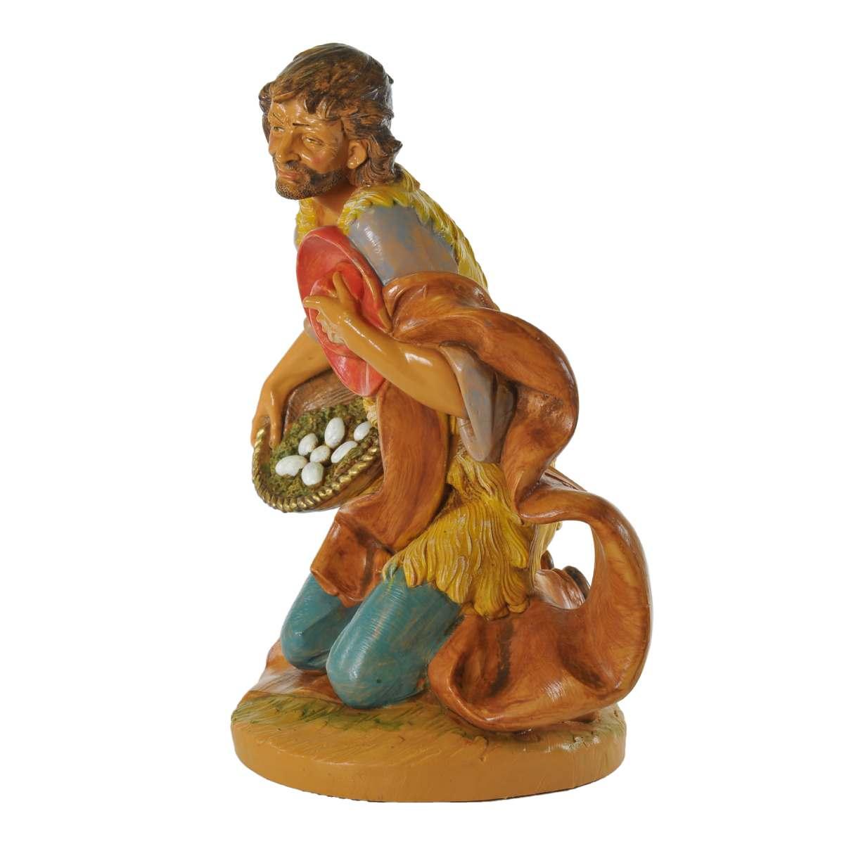 Statua presepe 30 cm pastore adorante in ginocchio