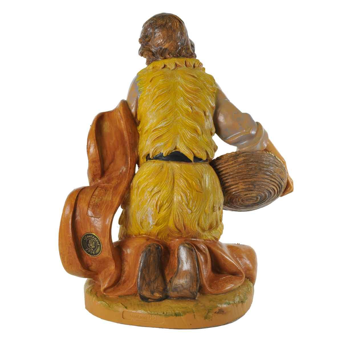 Statua presepe 30 cm pastore adorante in ginocchio