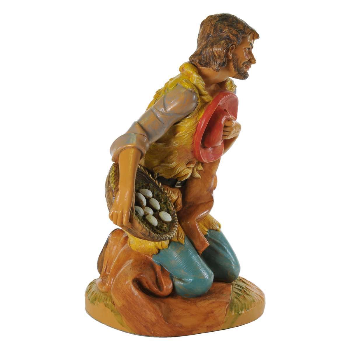 Statua presepe 30 cm pastore adorante in ginocchio