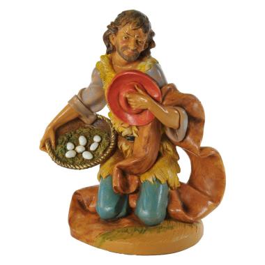 Statua presepe 30 cm pastore adorante in ginocchio