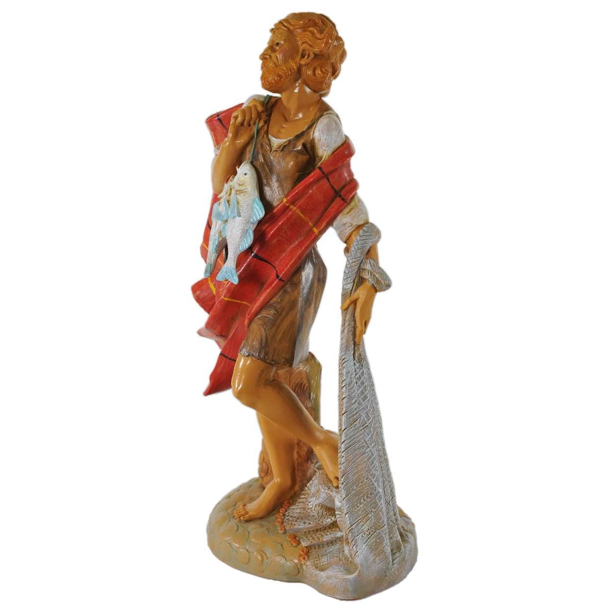 Statua presepe 30 cm pastore pesci