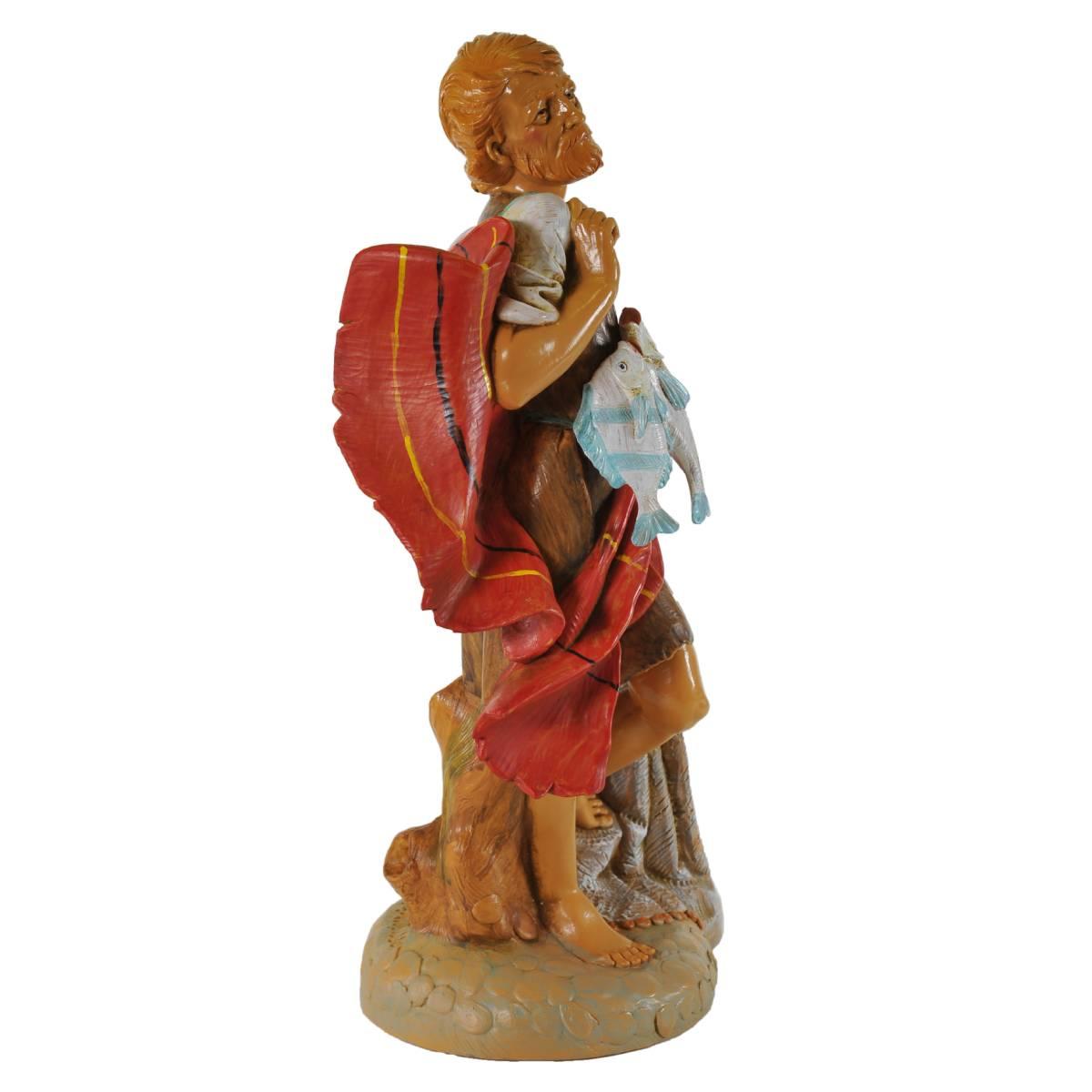 Statua presepe 30 cm pastore pesci