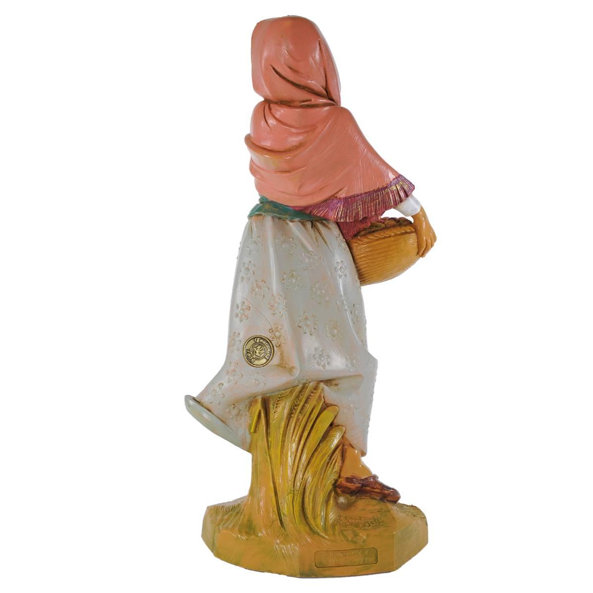 Statua presepe 30 cm pastorella cesta di frutta