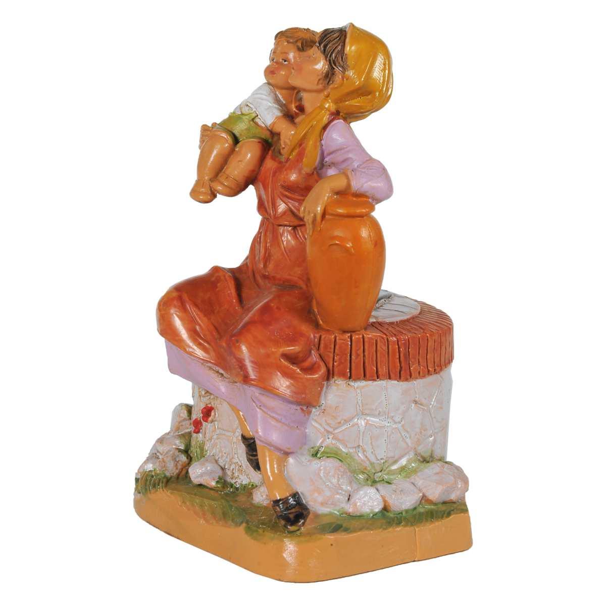 Statua presepe 12 cm ariel donna al pozzo bambino