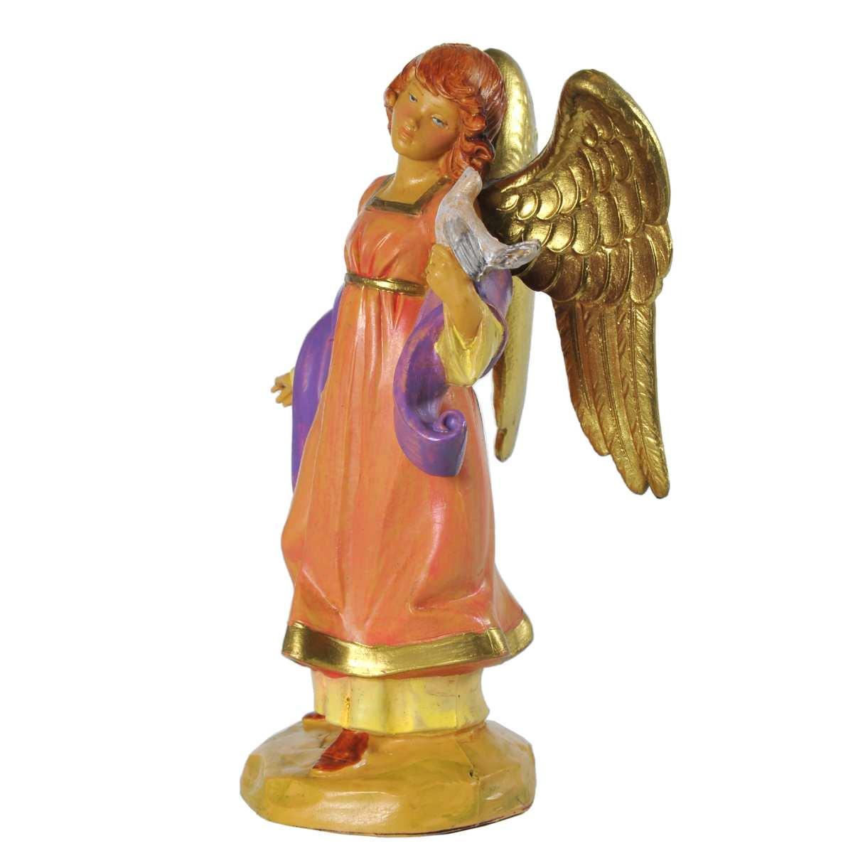 Statua presepe 12 cm celeste angelo colomba