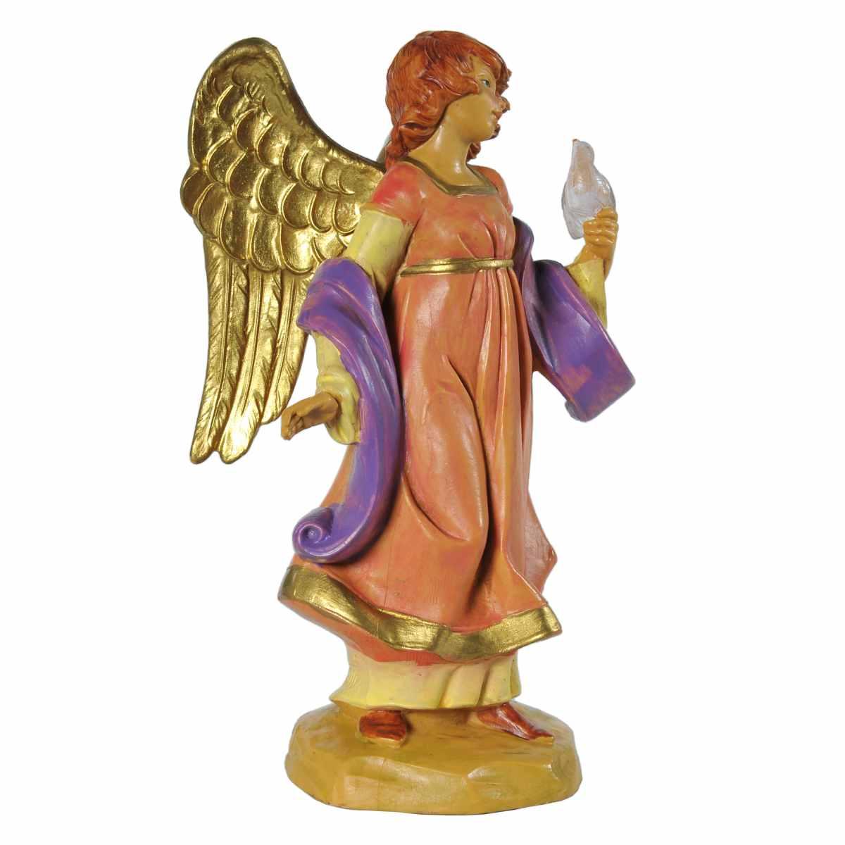 Statua presepe 12 cm celeste angelo colomba