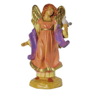 Statua presepe 12 cm celeste angelo colomba