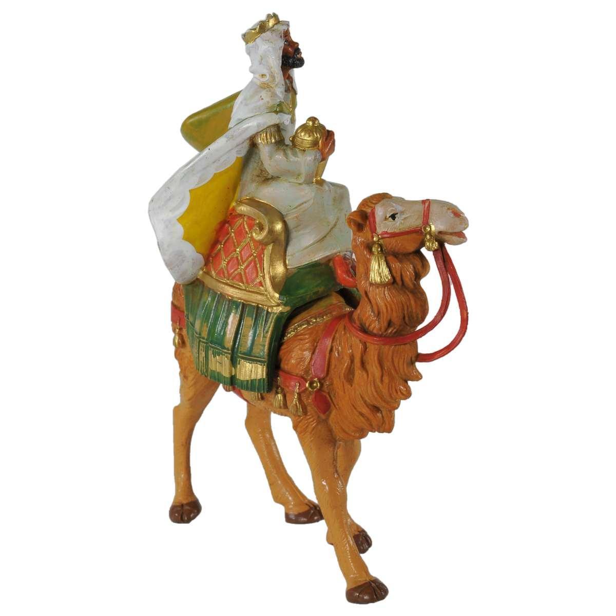 Statua presepe 12 cm re magio baldassarre con cammello